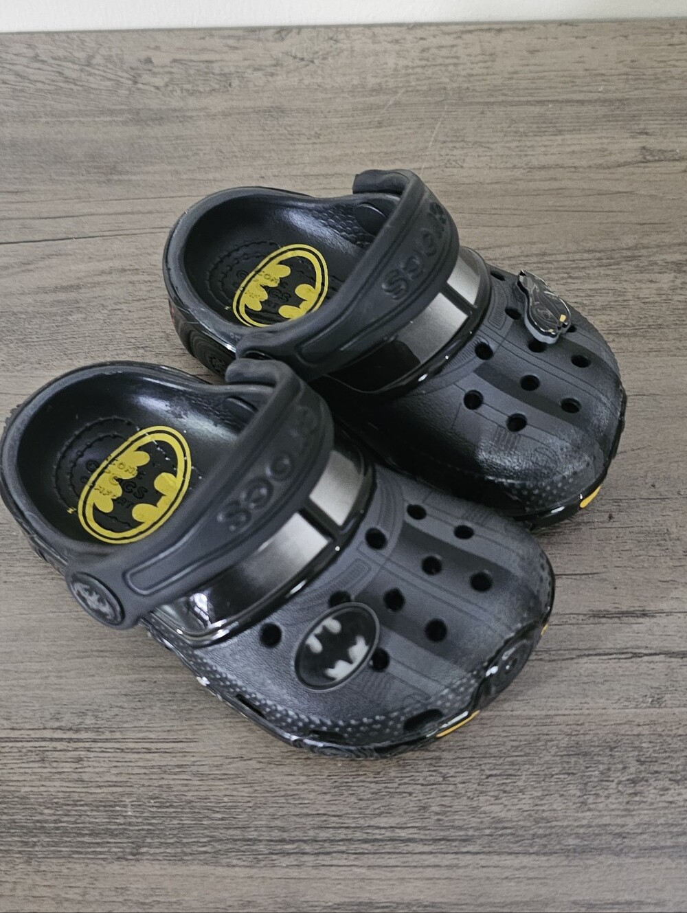 Crocs Batman Kids Black Slip-On Clog Shoes Baby Toddler Boy 5